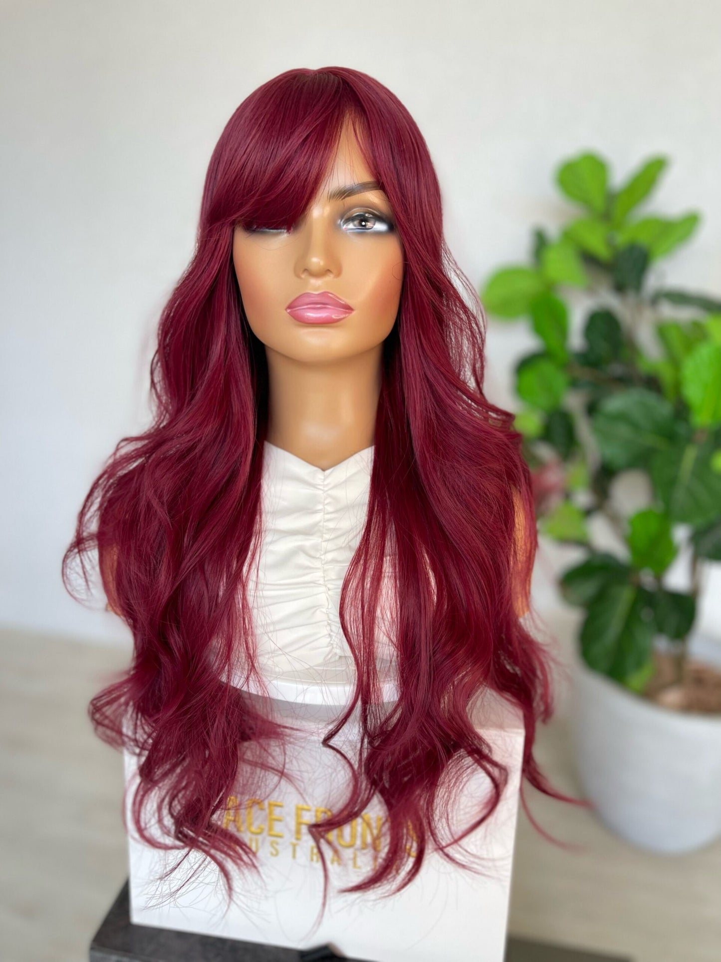 Burgundy Auburn with Fringe Synthetic Wig - Demi