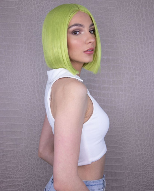 Lime Green Luxe Synthetic Lace Front Bob Wig - Lena