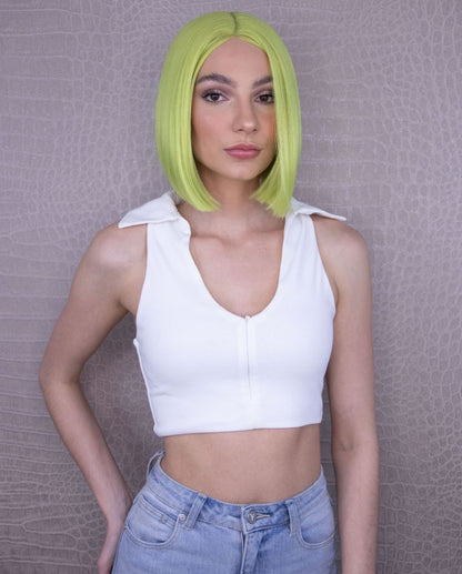 Lime Green Luxe Synthetic Lace Front Bob Wig - Lena