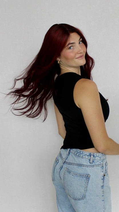 Deep Cherry Red - 26" Human Hair Lace Front Wig - Colour: Caitlin