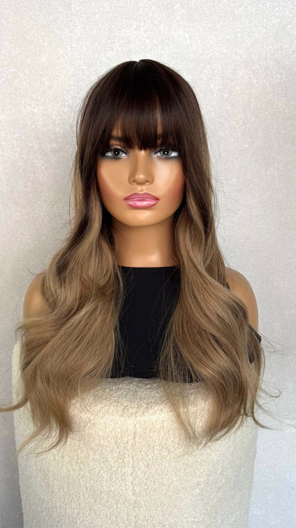 Balayage Brunette Fringe Synthetic Wig – Ambrosia