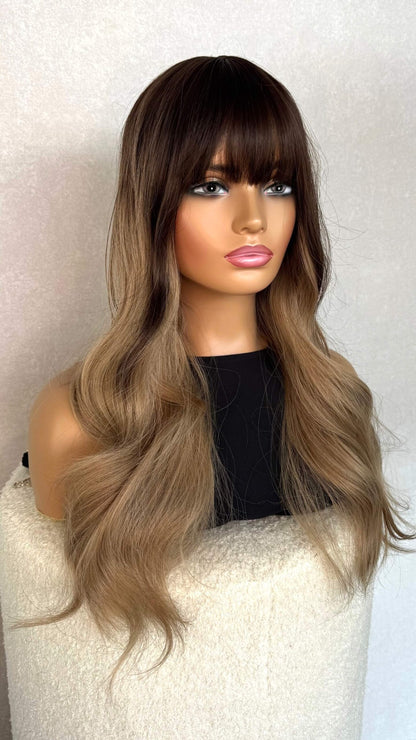 Balayage Brunette Fringe Synthetic Wig – Ambrosia