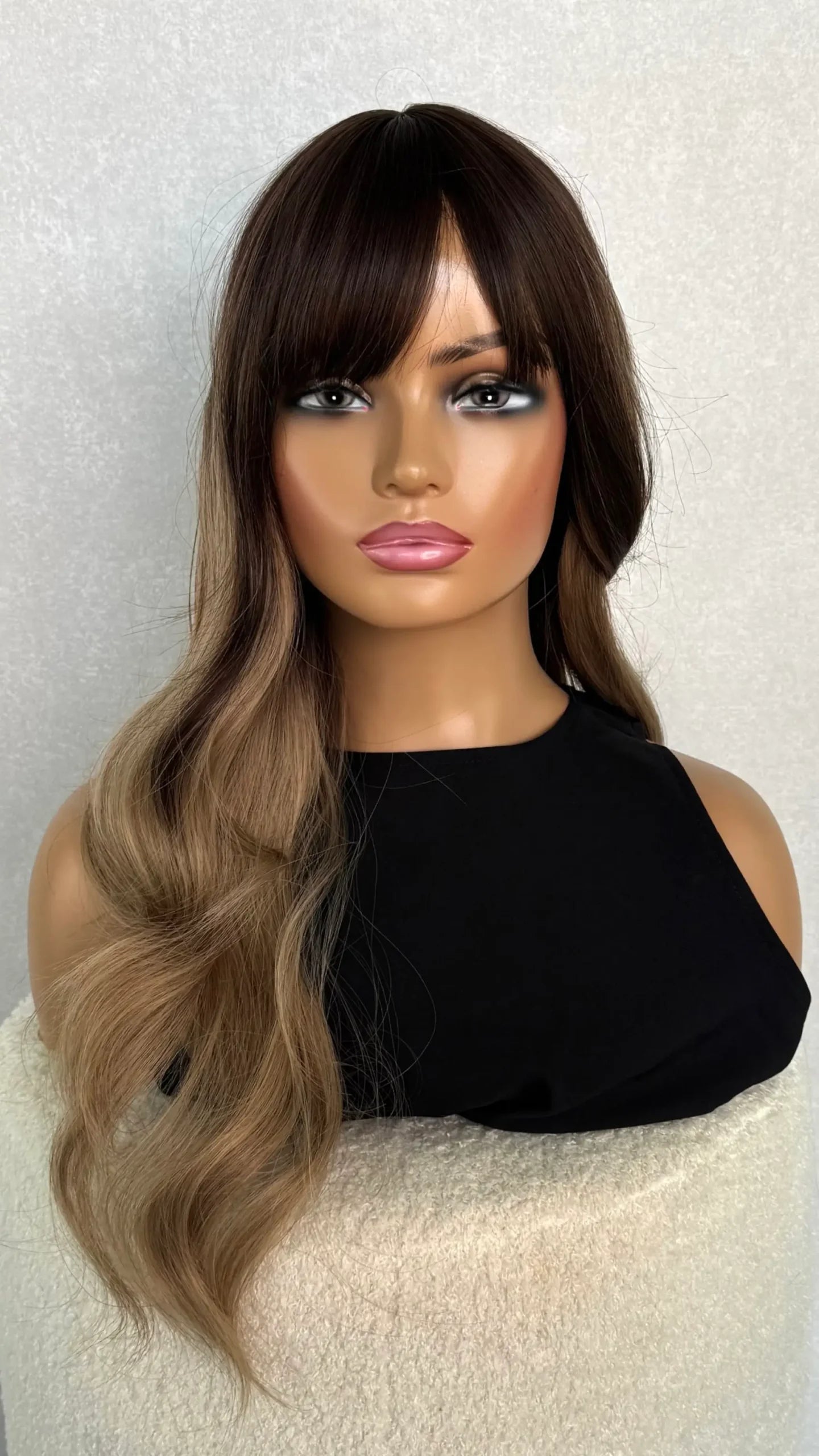 Balayage Brunette Fringe Synthetic Wig – Ambrosia