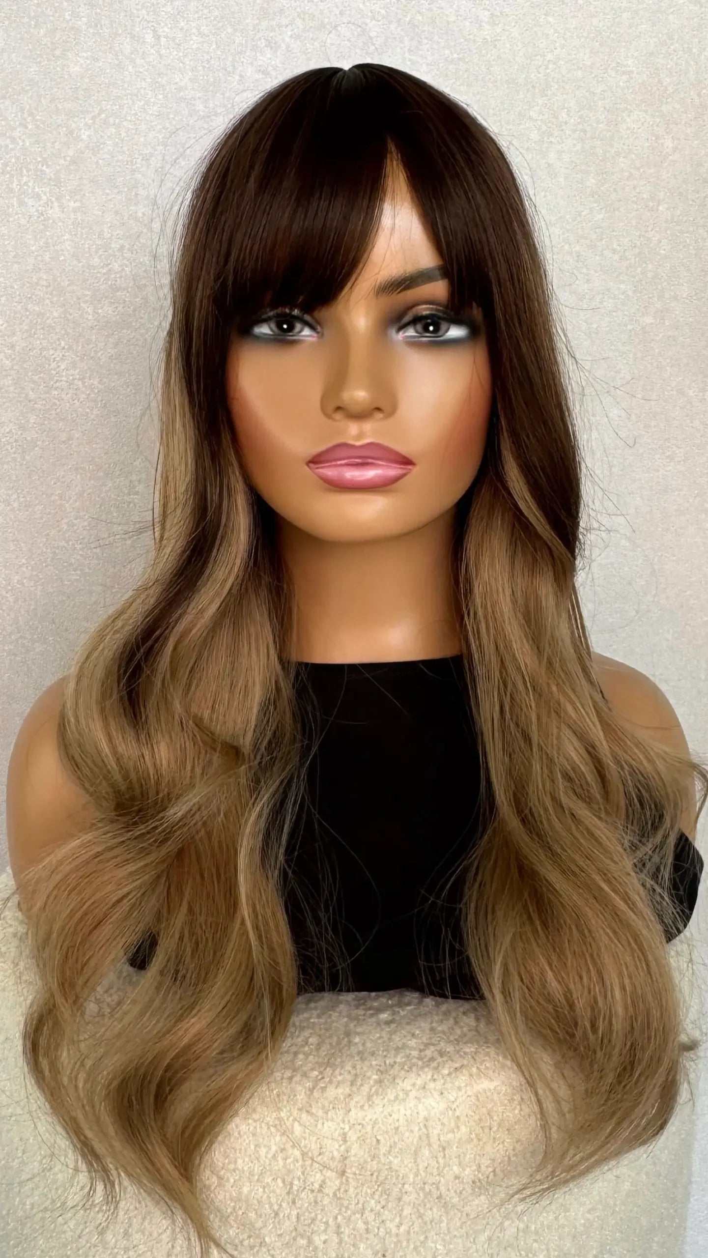 Balayage Brunette Fringe Synthetic Wig – Ambrosia