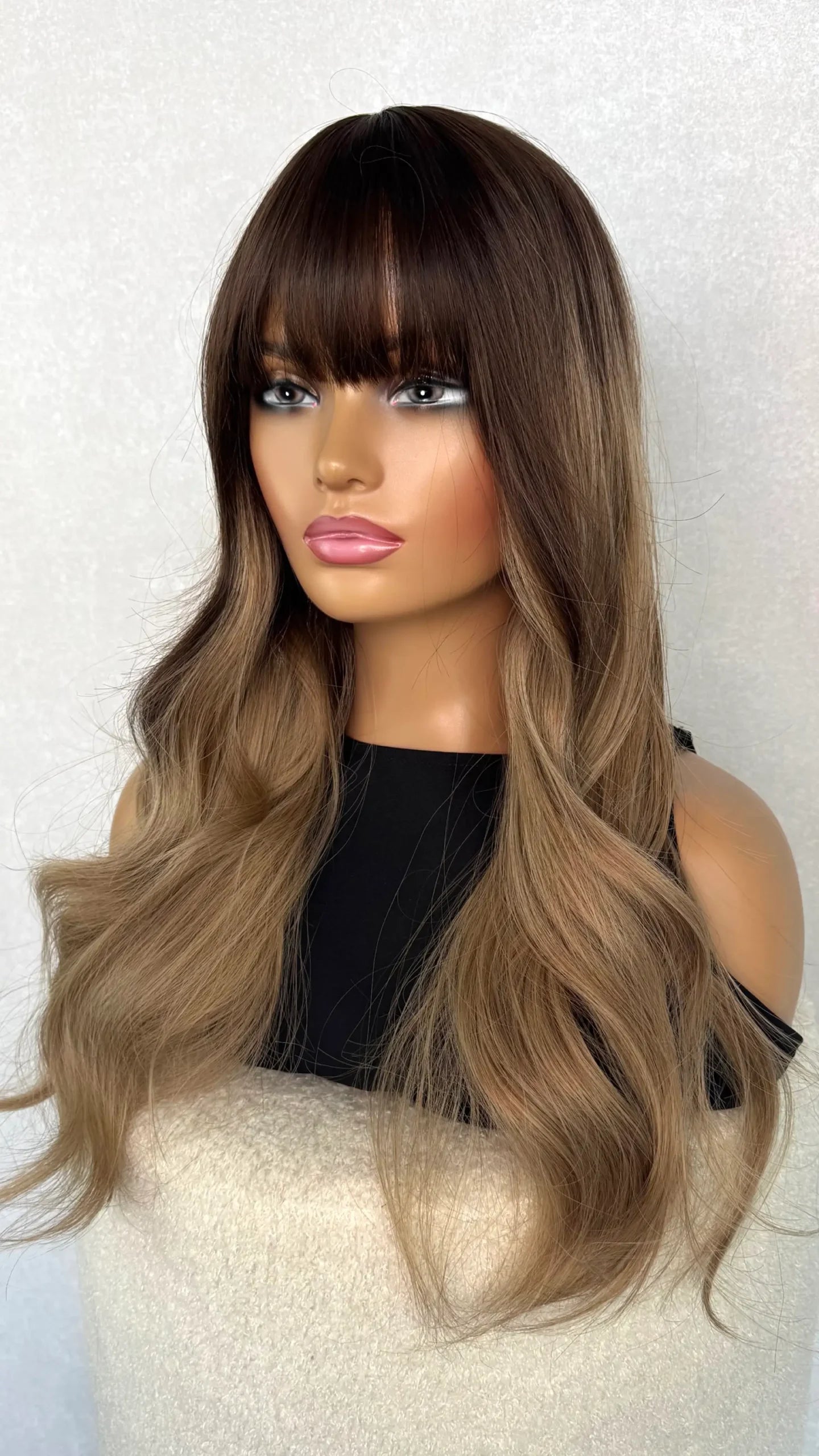 Balayage Brunette Fringe Synthetic Wig – Ambrosia