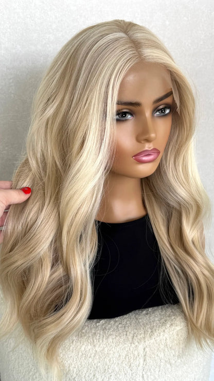 Bright Golden Blonde Lacefront Synthetic Wig – Aurora