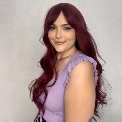 Burgundy Auburn with Fringe Synthetic Wig - Demi