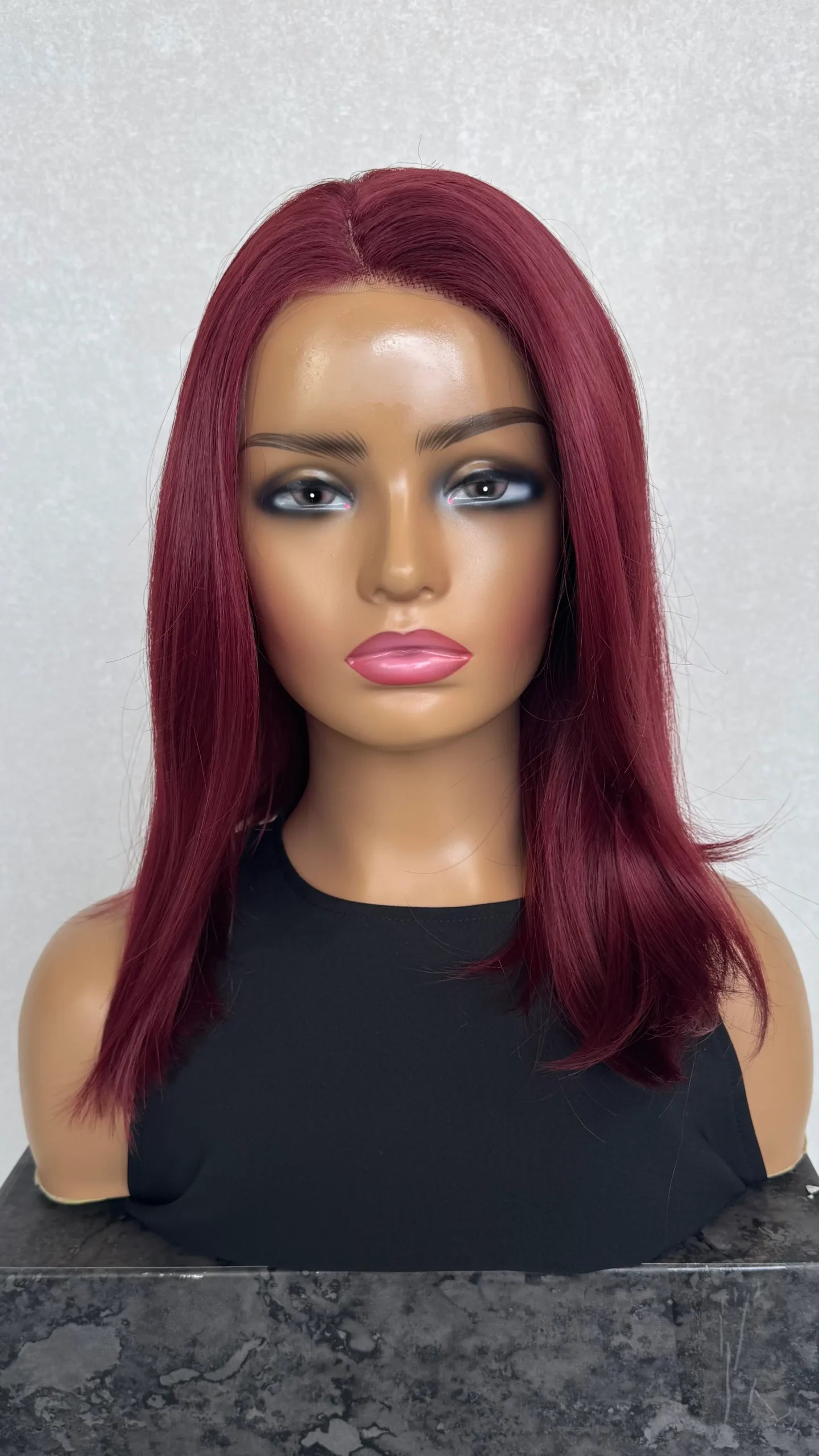 Lace Front Long Bob Synthetic Wig - Cherry Cola