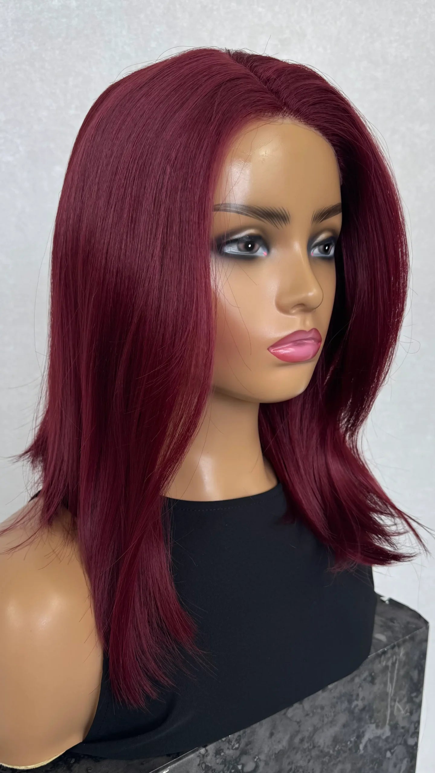 Lace Front Long Bob Synthetic Wig - Cherry Cola