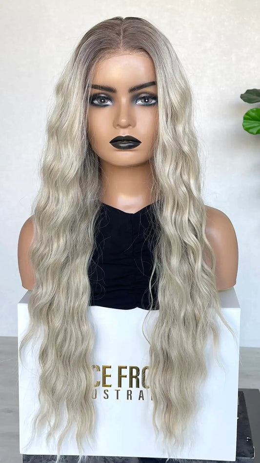 Lace Front Icy Blonde with Root Synthetic – Rikki