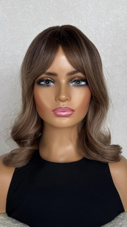 Champagne Brunette Fringe Synthetic Wig – A Glass of Champagne