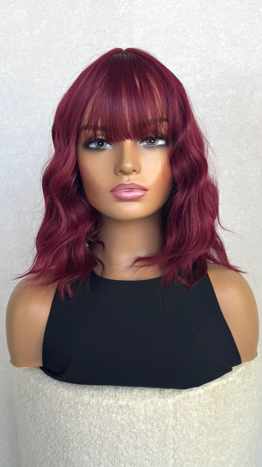 Deep Red Wavy Fringe Synthetic – Valentine