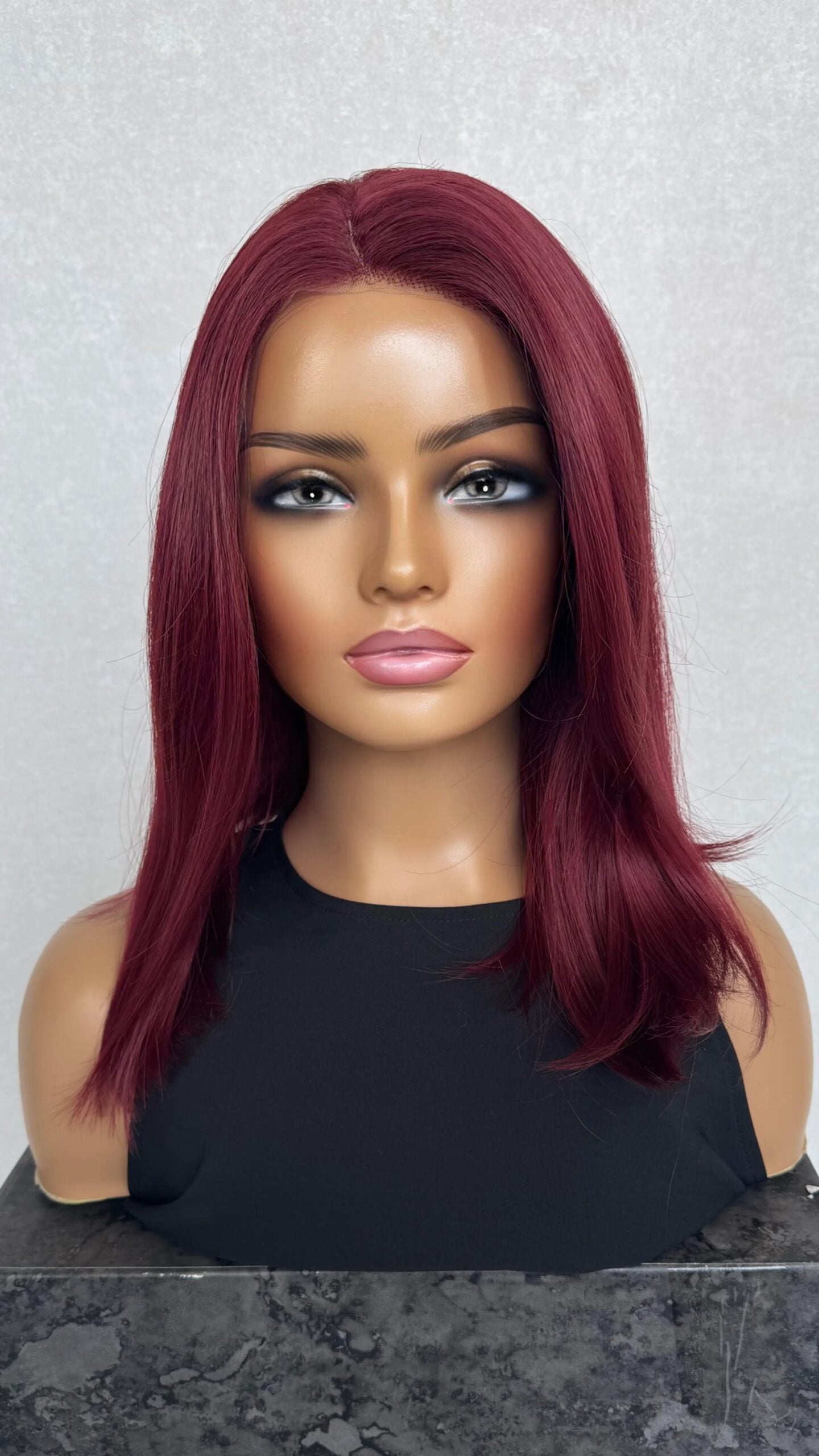 Lace Front Long Bob Synthetic Wig - Cherry Cola