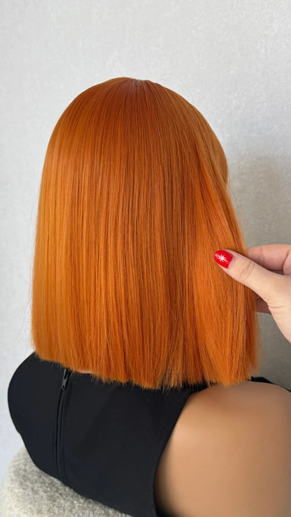 Bright Copper Bob With Fringe Synthetic - Geri