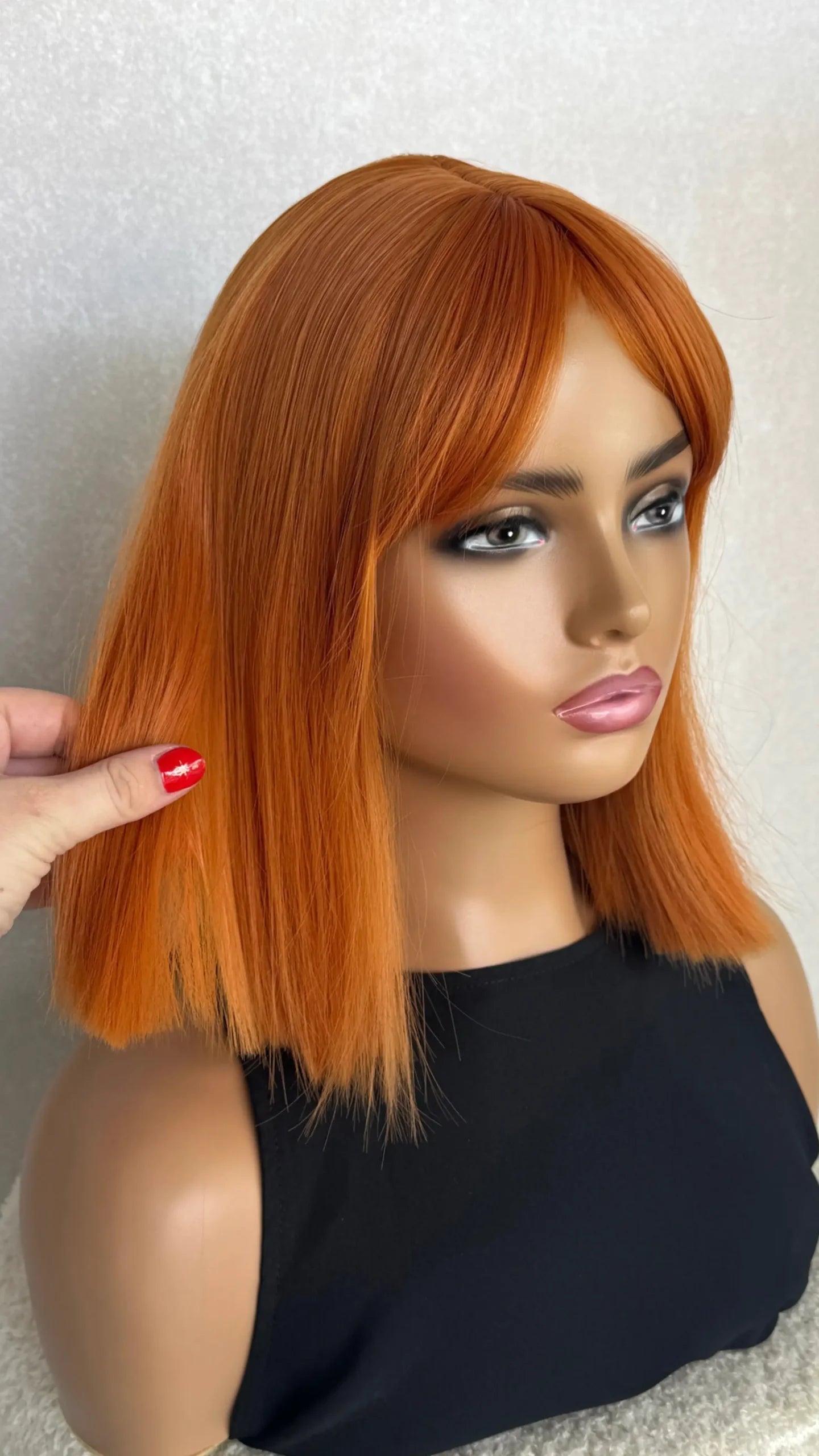 Bright Copper Bob With Fringe Synthetic - Geri