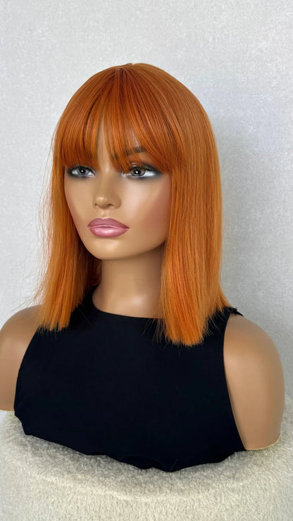 Bright Copper Bob With Fringe Synthetic - Geri