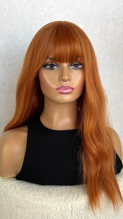 Bright Auburn Fringe Synthetic Wig – Ginger Spice