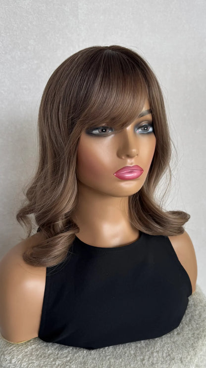 Champagne Brunette Fringe Synthetic Wig – A Glass of Champagne