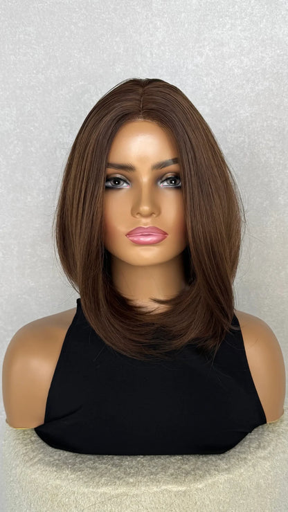 Dark Chestnut Brunette T-Part Lacefront Wig- Hannah