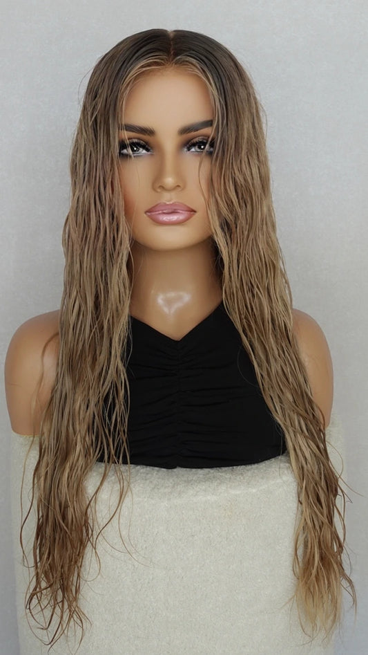 Warm Blonde - Natural Loose Wave - 26" Human Hair Lace Front Wig - Colour: Summer