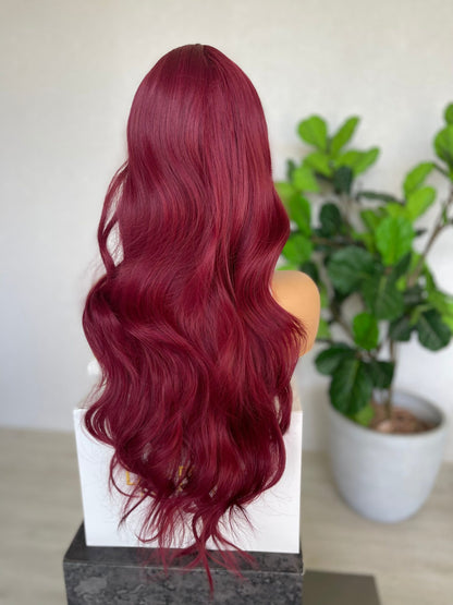 Burgundy Auburn with Fringe Synthetic Wig - Demi