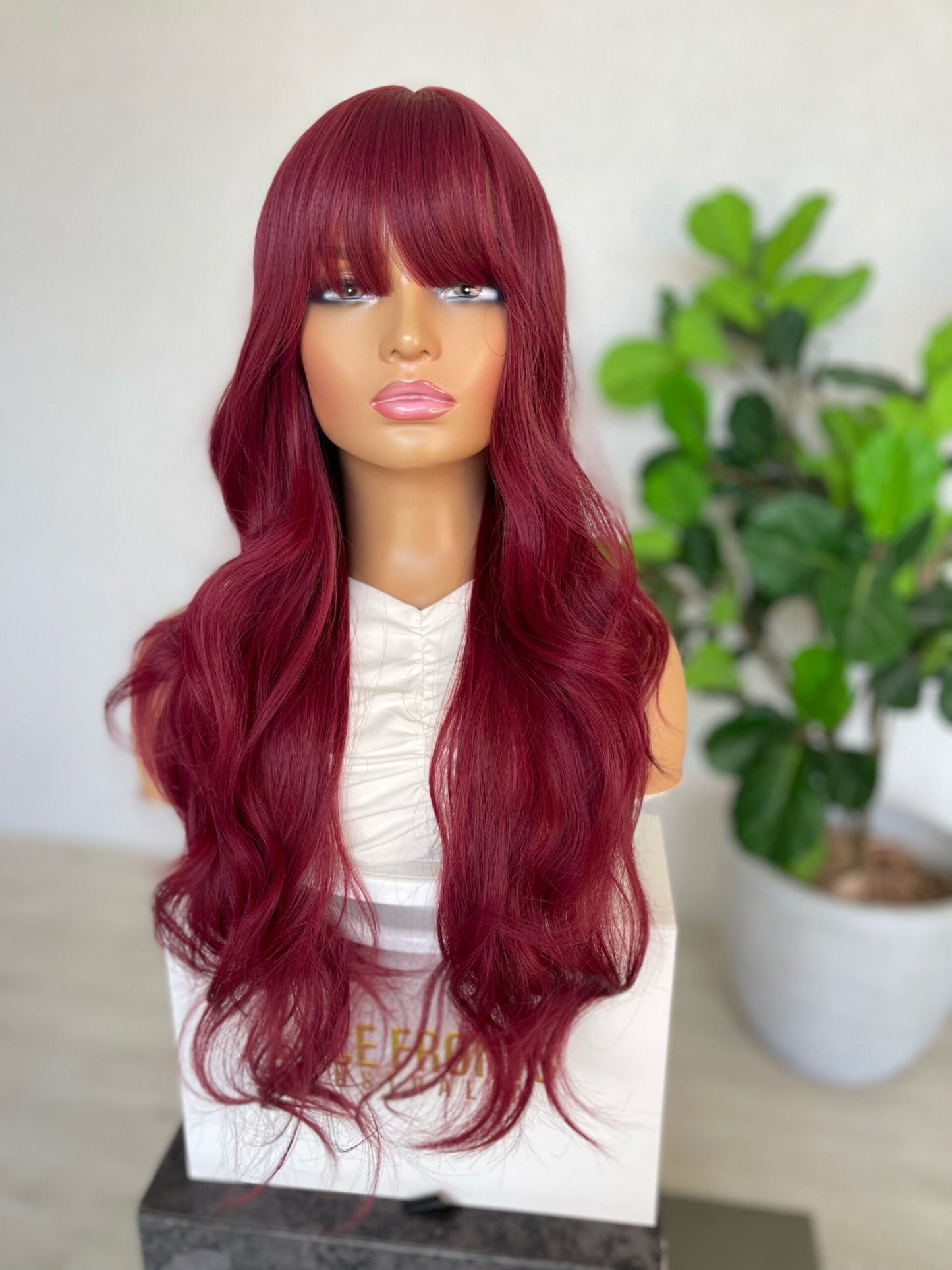 Burgundy Auburn with Fringe Synthetic Wig - Demi