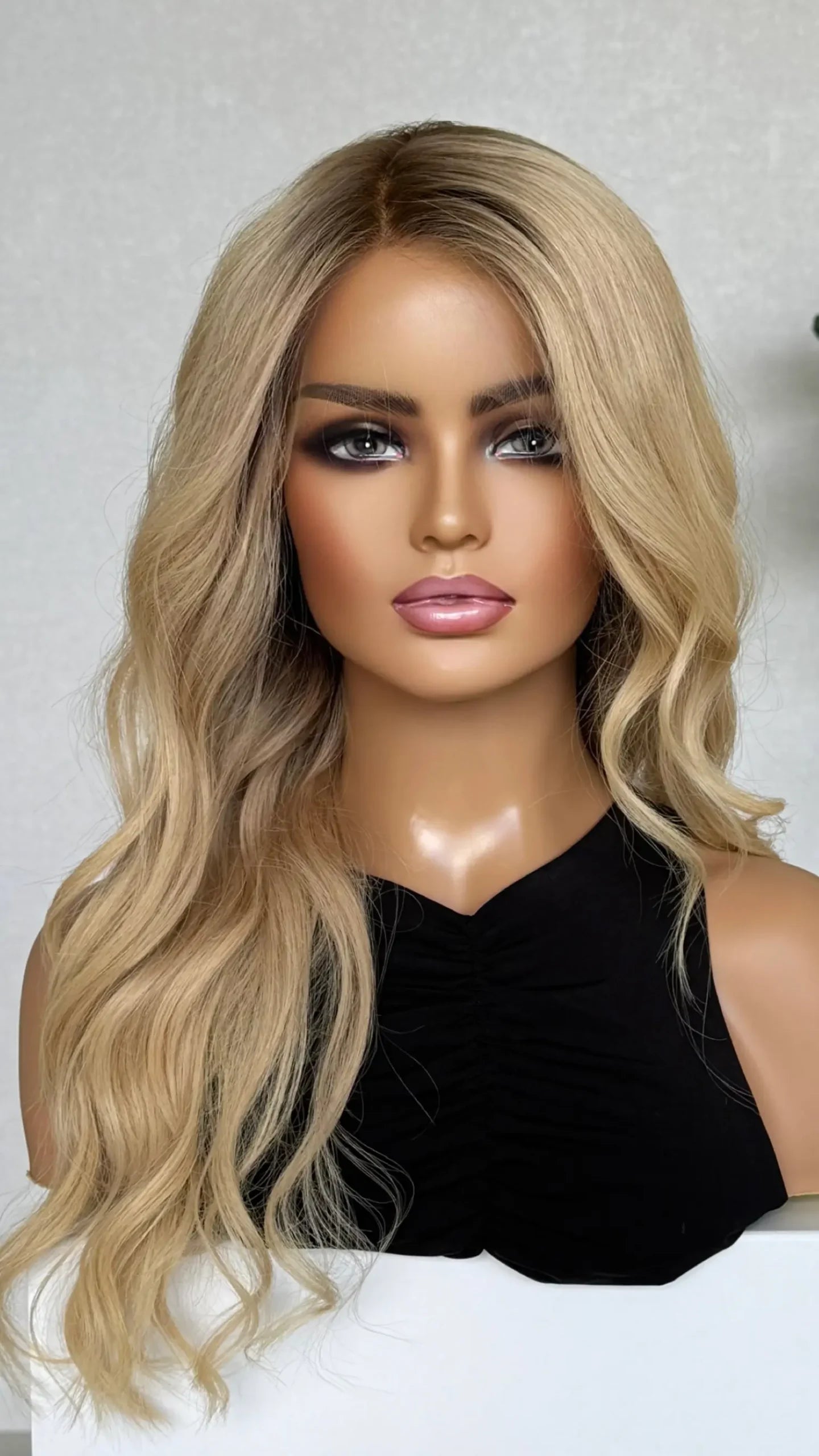 Golden Blonde With Shadow Root – 22" Human Hair Lace Front Wig - Colour: Alexandra