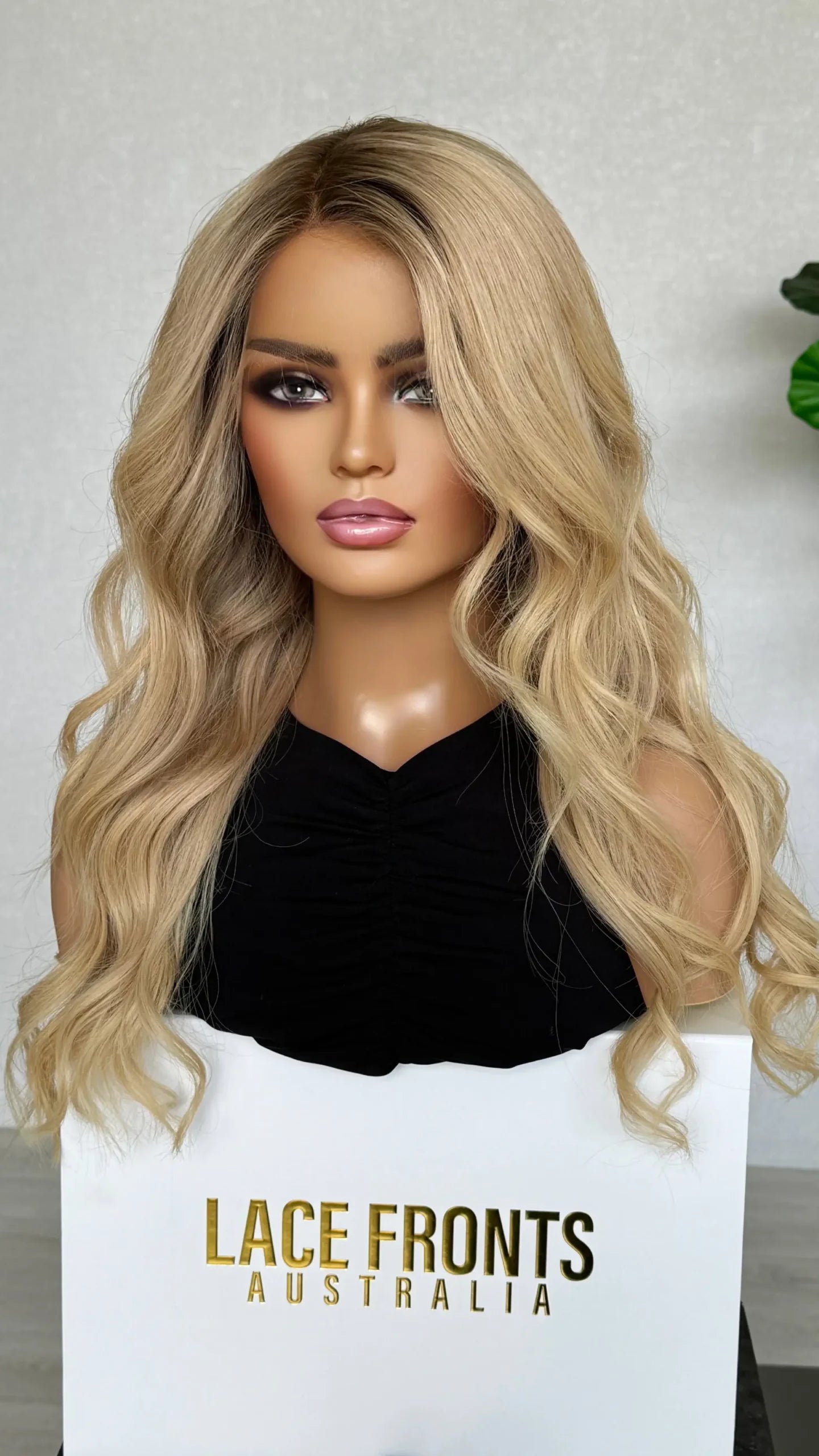 Golden Blonde With Shadow Root – 22" Human Hair Lace Front Wig - Colour: Alexandra