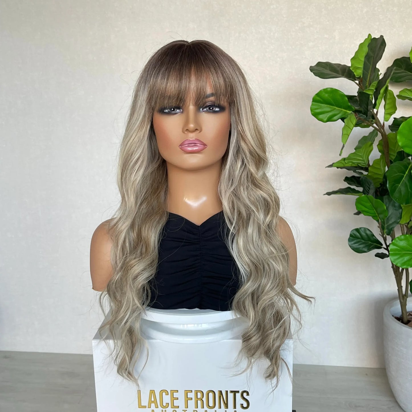 Highlighted Blonde with Root Synthetic Wig- Nina