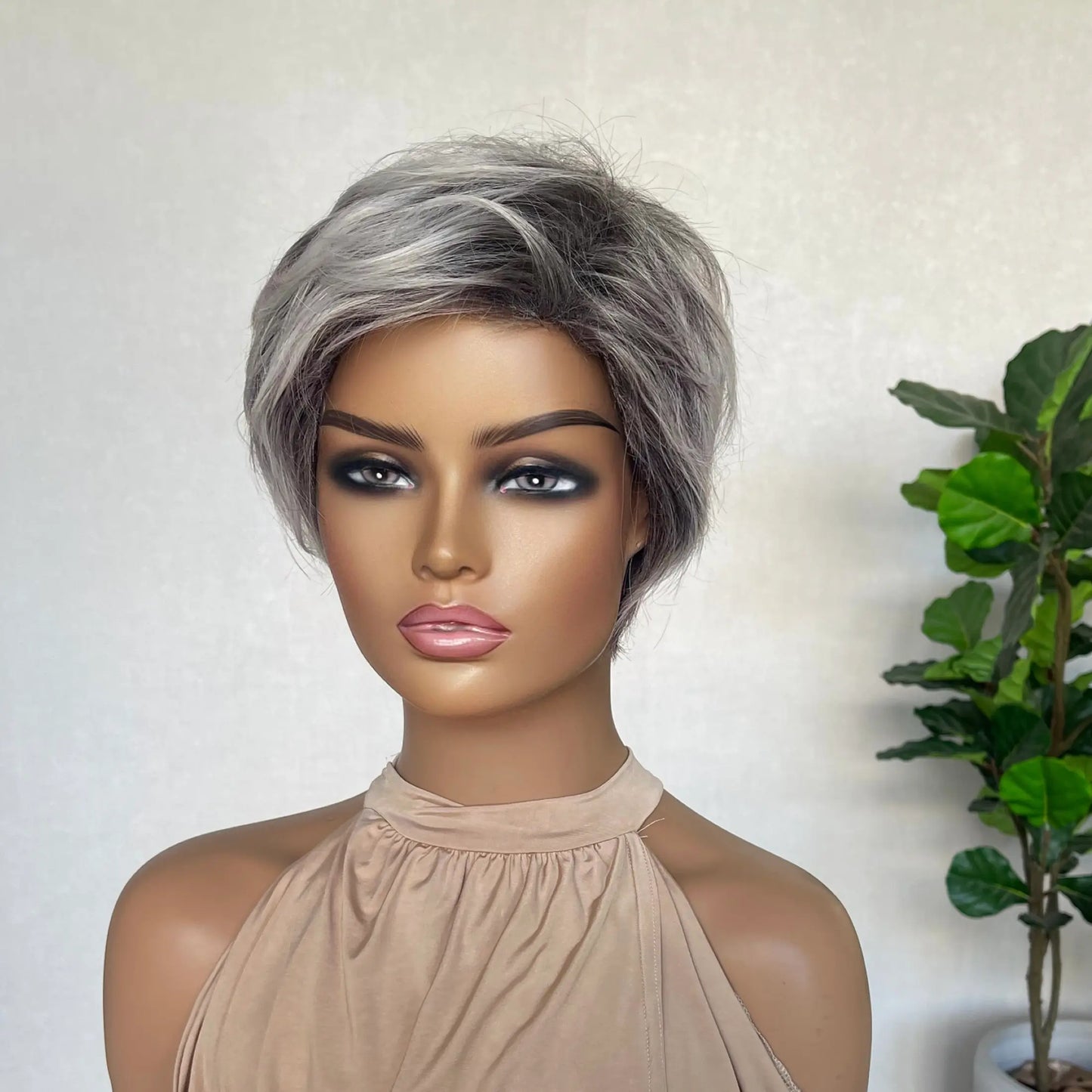 Two Toned Grey Pixie Synthetic Wig - Daisy