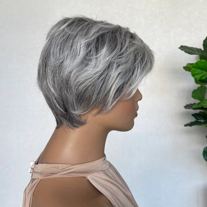 Two Toned Grey Pixie Synthetic Wig - Daisy