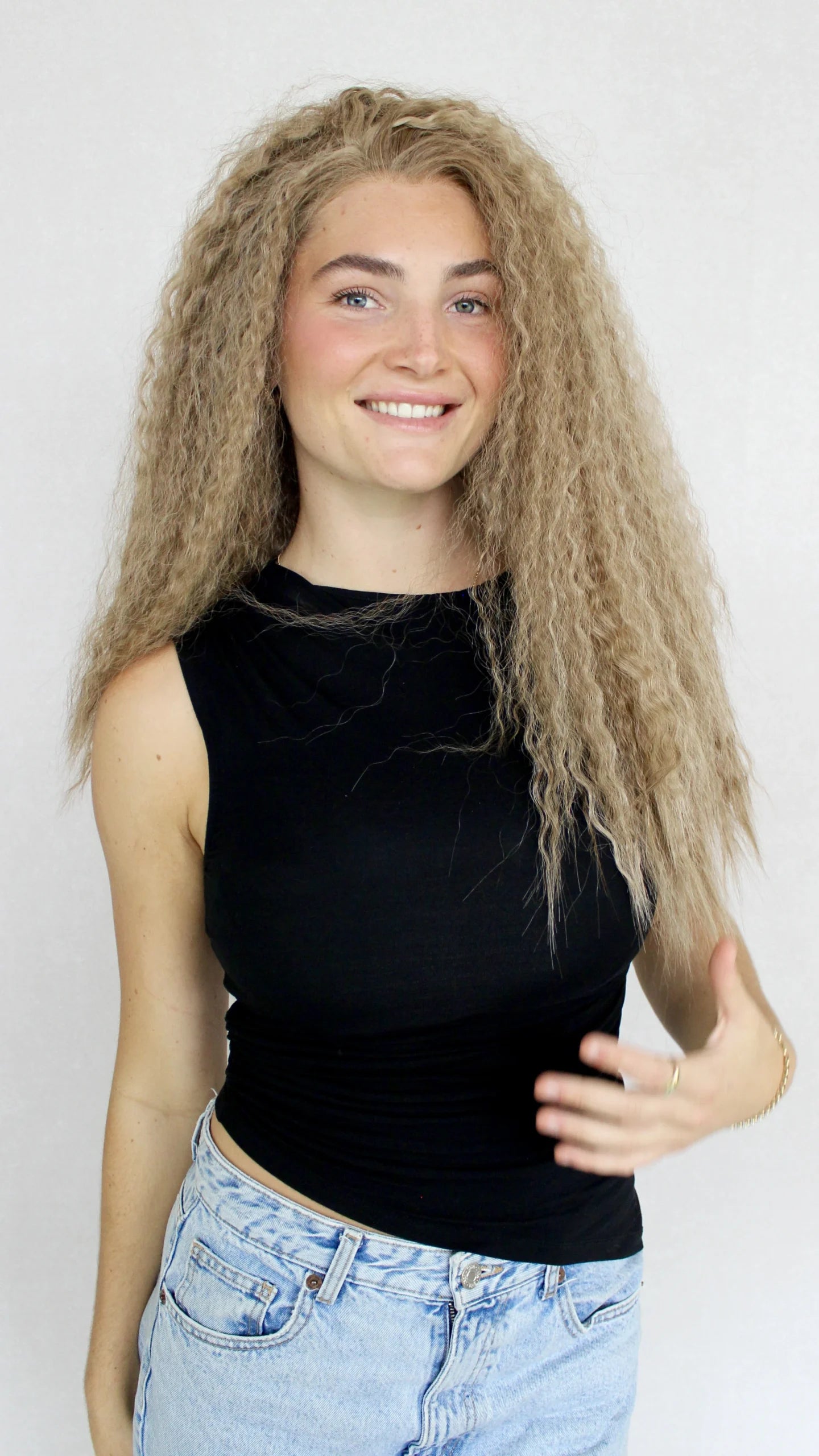 Lace Front Crimped Ash Blonde Synthetic Wig – Megan