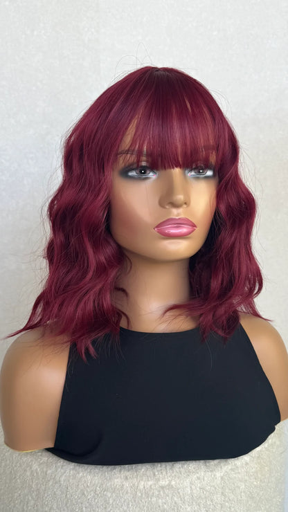 Deep Red Wavy Fringe Synthetic – Valentine