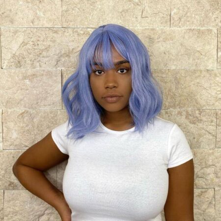Blue Luxe Synthetic Bob Wig with Fringe - Delphine