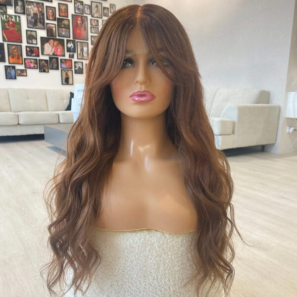 Lace Front Human Hair Wig Auburn Brunette Wig 24 Inch – April