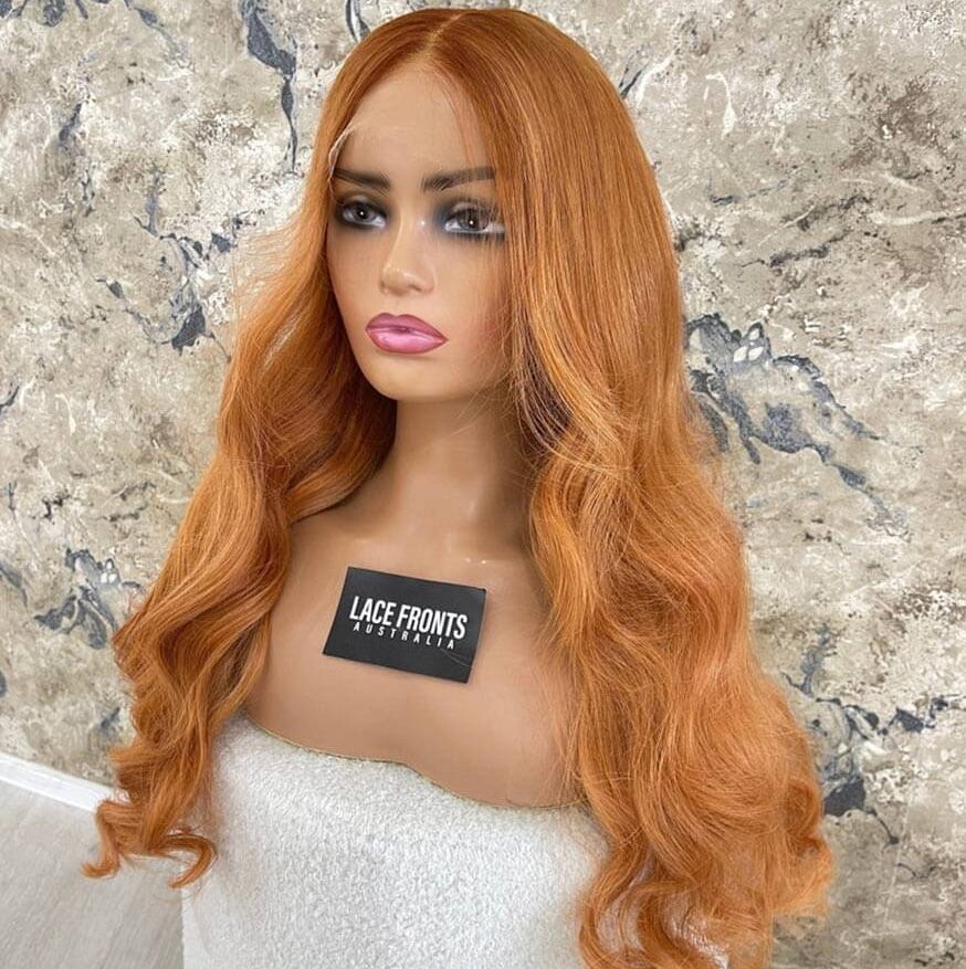 Lace Front Human Hair Wig Copper Wig 24 Inch Audrey