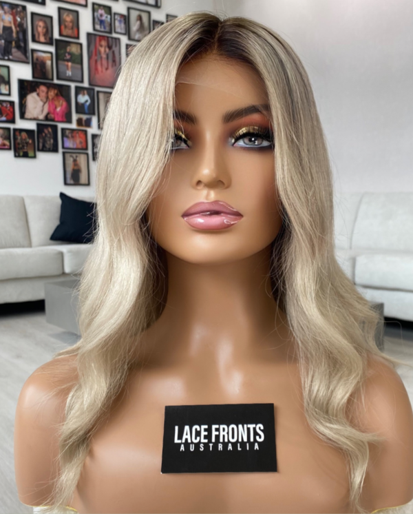 LACE FRONT HUMAN HAIR WIG CLEAN BEIGE BLONDE WIG 18 INCH - MILLY