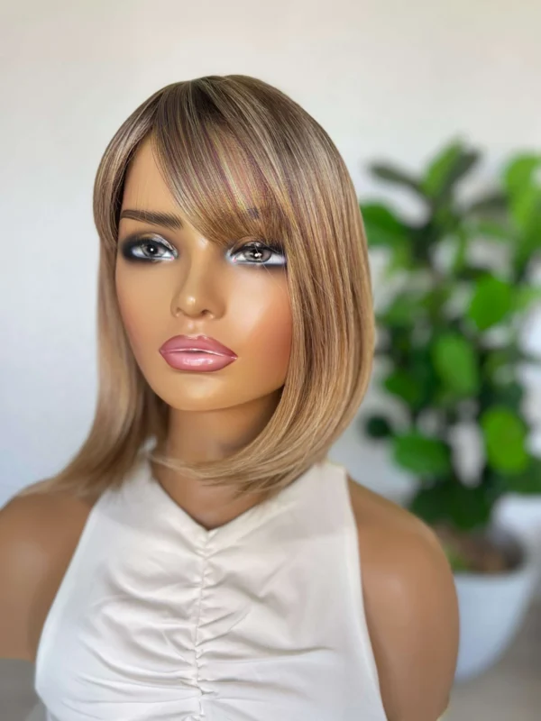 Dark Cool Blonde Bob with Fringe Luxe Synthetic Wig - Harper