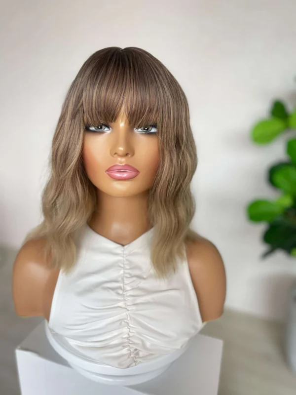 Mushroom Brown with Curtain Bangs Luxe Synthetic Wig - Billie