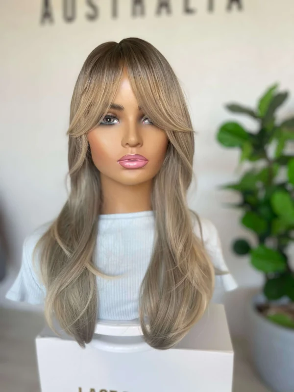 Platinum Blonde with Curtain Bangs Luxe Synthetic Wig - Natalia