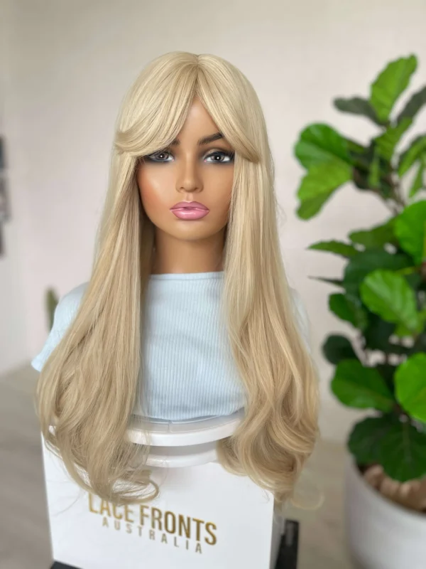 Pale Blonde with Fringe Luxe Synthetic Wig - Lacy