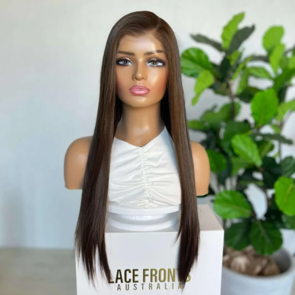 Long Brunette Luxe Synthetic Wig - Kai - Lace Fronts Australia
