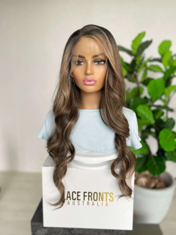 Soft Hazel Brunette Luxe Synthetic Wig - Kit