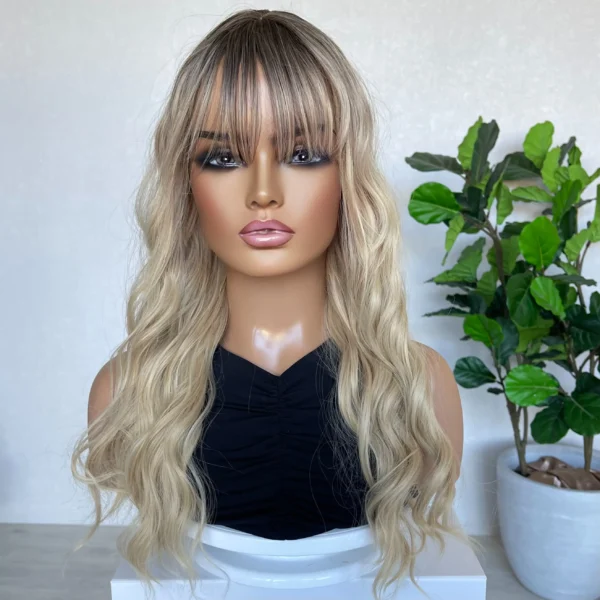 Warm Blonde with Root Wavy Luxe Synthetic Wig- Evangeline