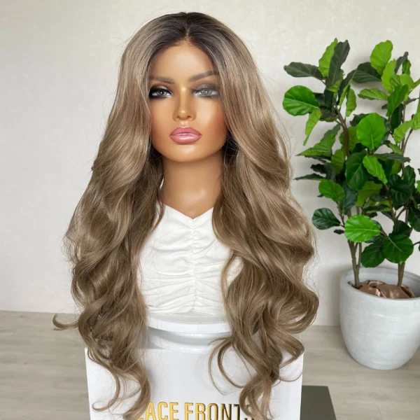 Light brown with root lacefront Luxe Synthetic - Doja
