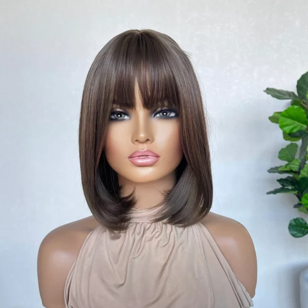 Cool toned brunette bob Luxe Synthetic - Amanda