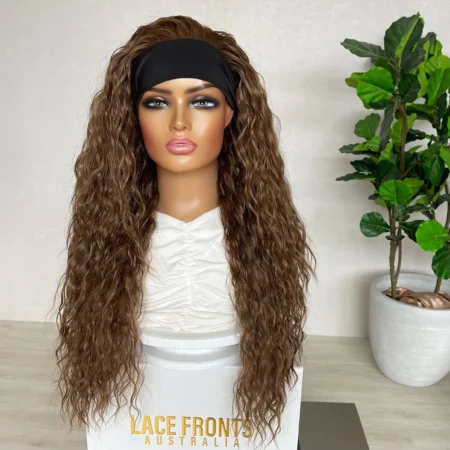 Curly brunette Headband Luxe Synthetic wig - Holly