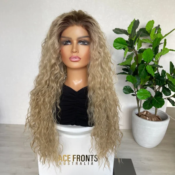 Honey Blonde Curly Lacefront Luxe Synthetic- Abbie