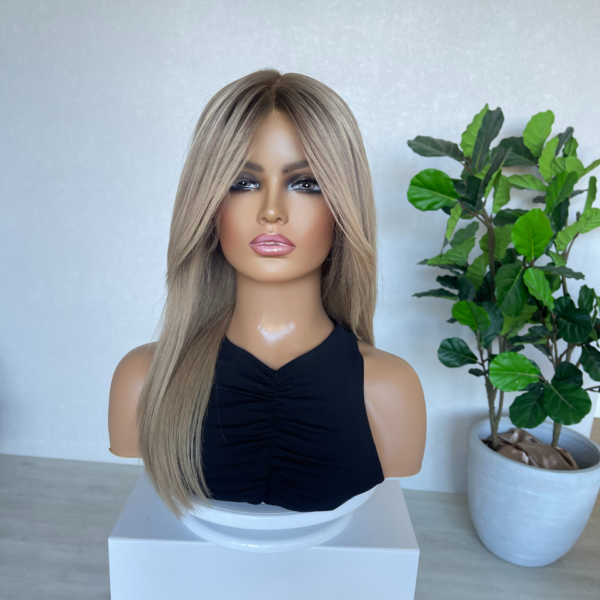 Created in Australia: Blonde Lace Front Human Hair Wig Curtain Bangs 20"- Summer