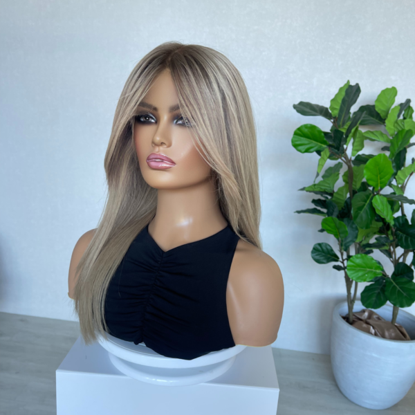 Created in Australia: Blonde Lace Front Human Hair Wig Curtain Bangs 20"- Summer